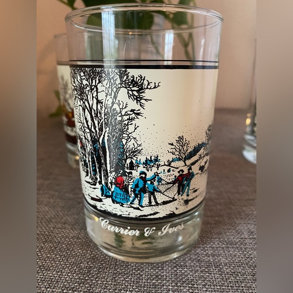 Vintage 1981 - Arby’s Collectors Series - Currier & Ives - Set of 3 Glasses - Picture 3 of 8